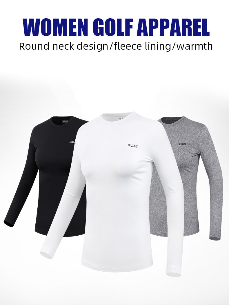 PGM YF419 women long sleeve golf shirt crew neck polyester spandex golf shirt