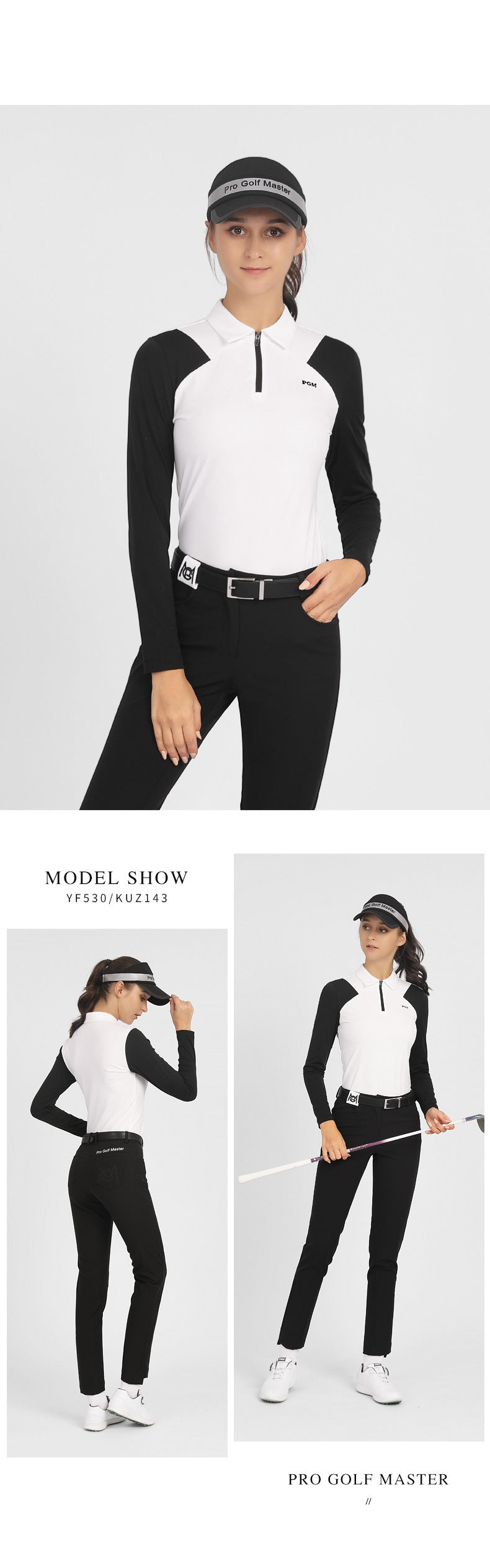 PGM YF530 custom golf polo spandex wholesale 1/4 zip golf polos