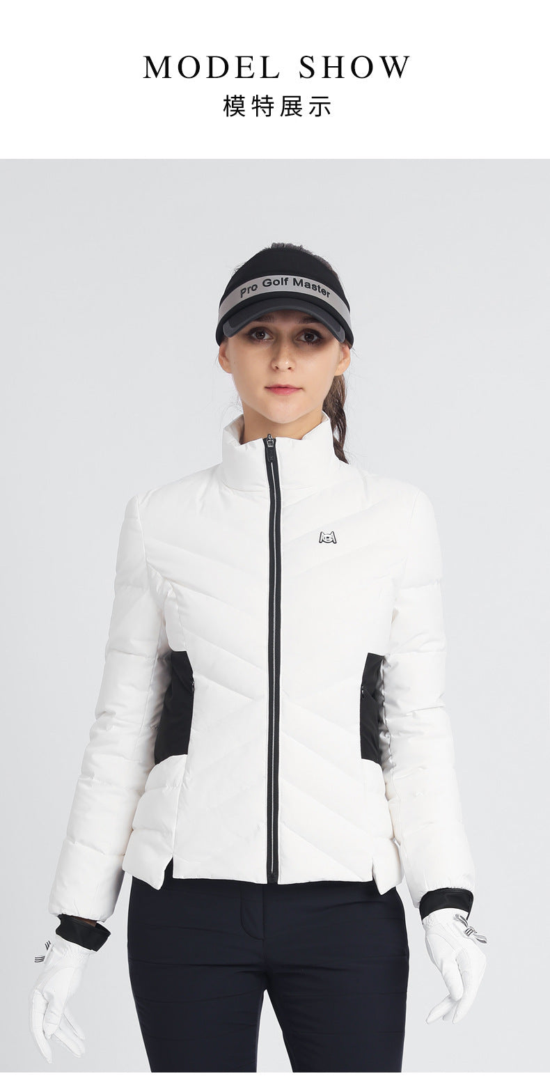 PGM YF520 ladies warm golf jackets wholesale duck down full zip women logo golf jacket