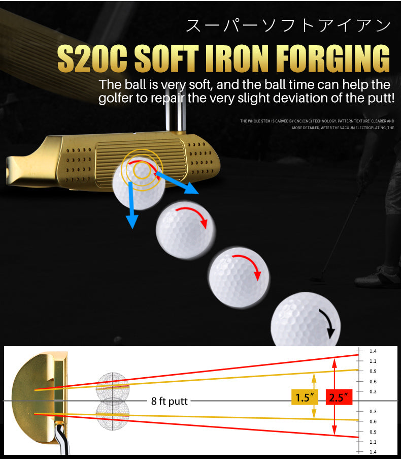 PGM TUG029 golf putter mallet club logo gold golf putter