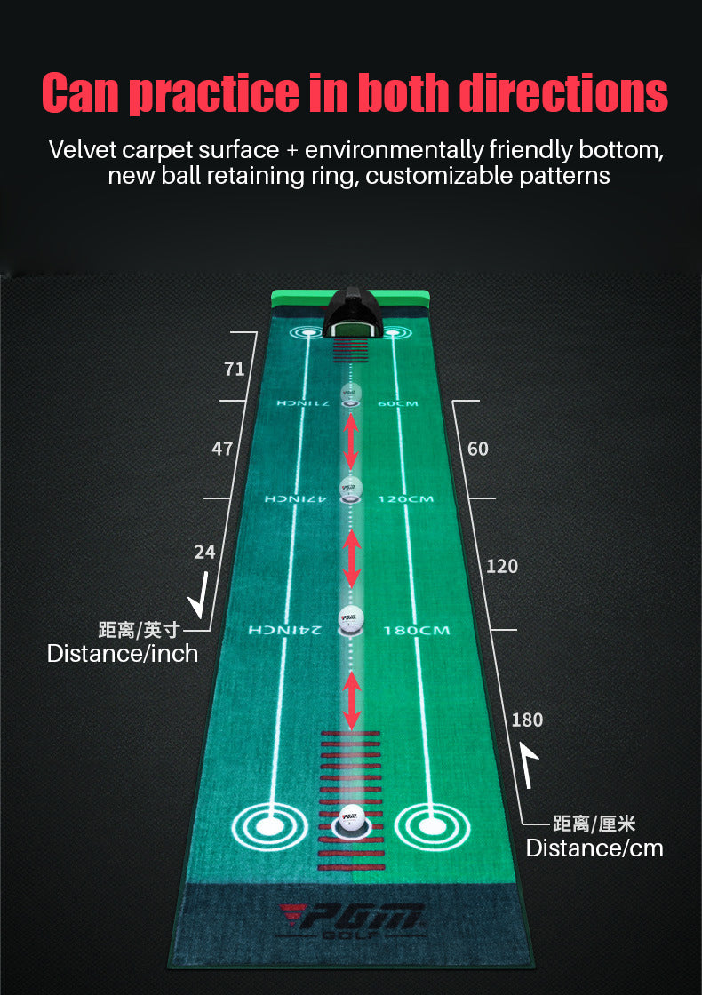 PGM TL022 portable velvet putting trainer mat custom golf putting mat