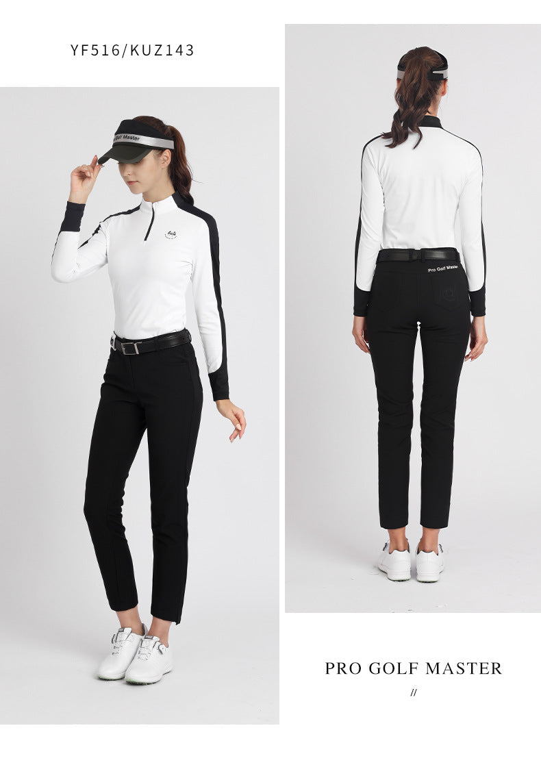 PGM YF516 golf polyester t-shirts bulk womens 1/4 zip long sleeve golf shirt