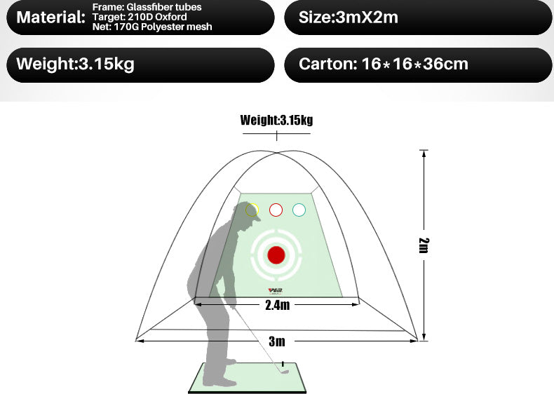 PGM LXW013 golf net cage practice outdoor backyard golf net with target