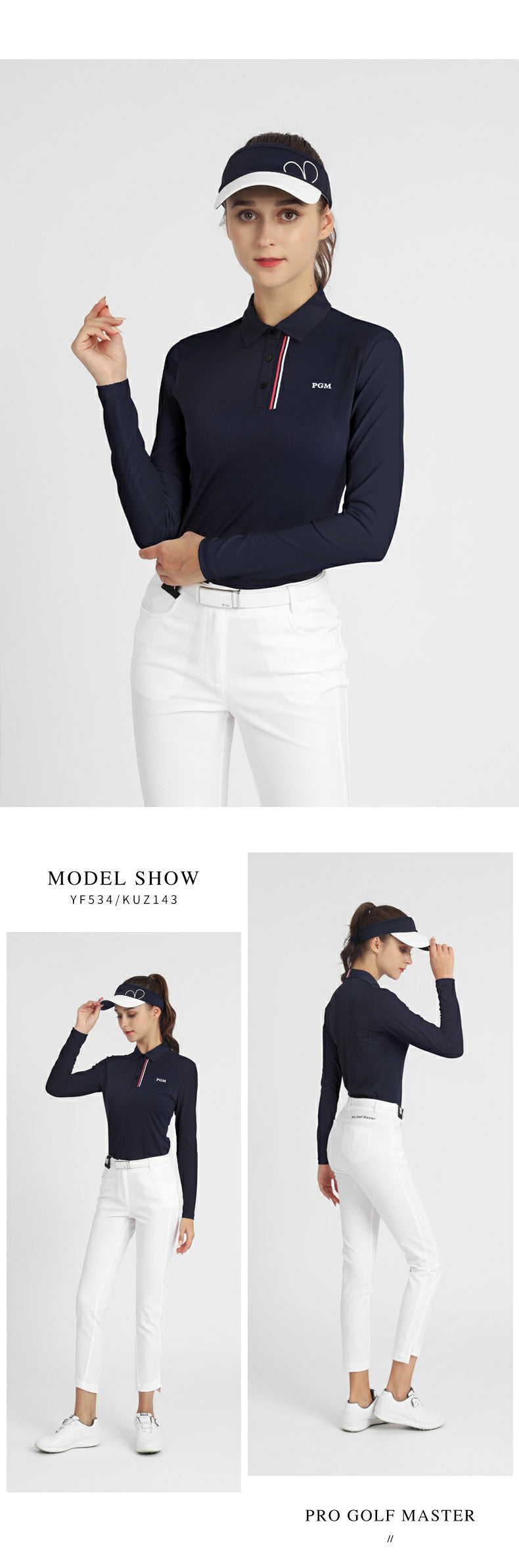 PGM YF534 ladies wholesale custom logo sports golf polo t shirt polyester spandex golf polo