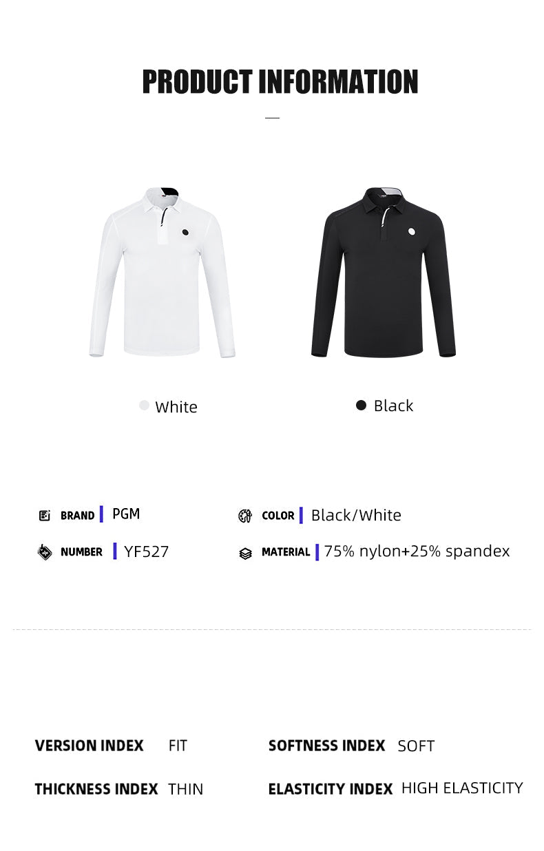 PGM YF527 luxury brand golf polo custom high quality winter long sleeve black golf polo