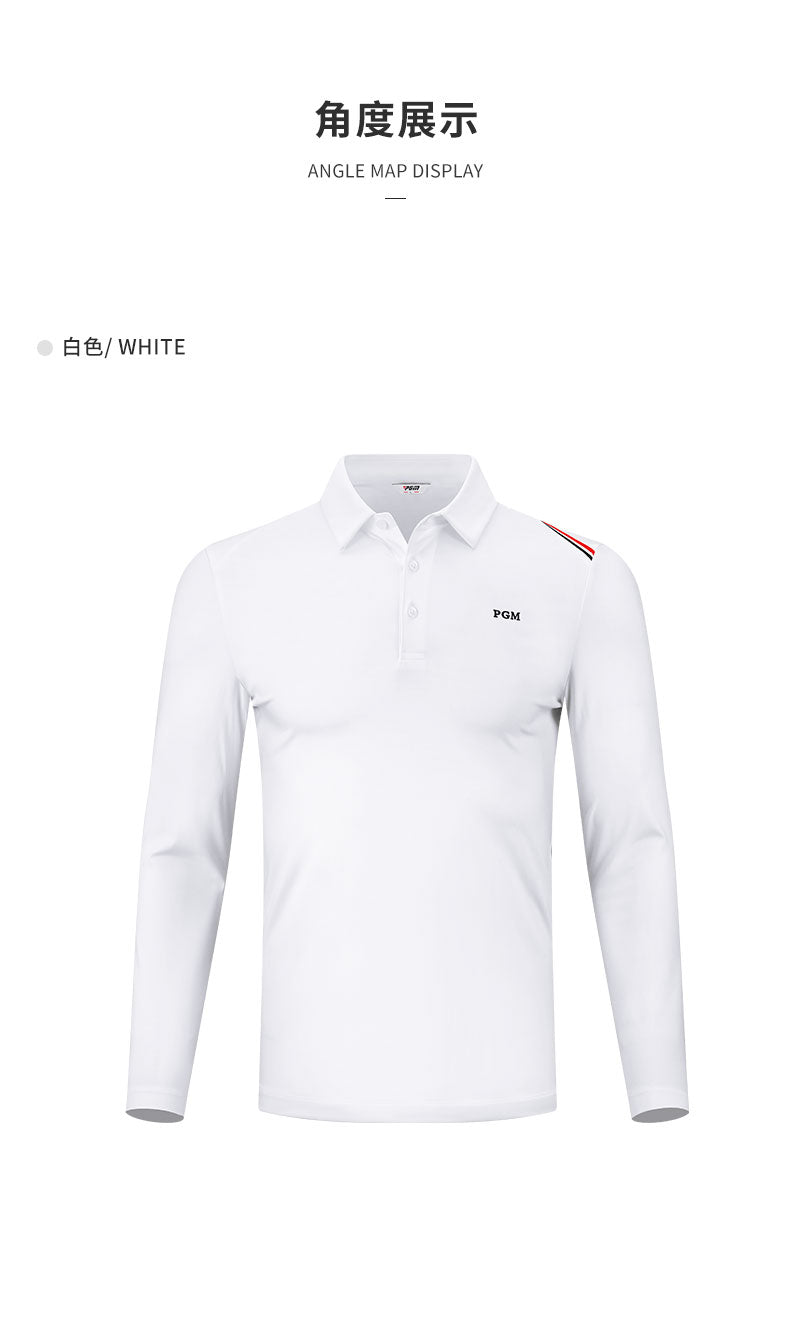 PGM YF489 long sleeve golf polo shirt sportswear white fashionable men lapel golf polo