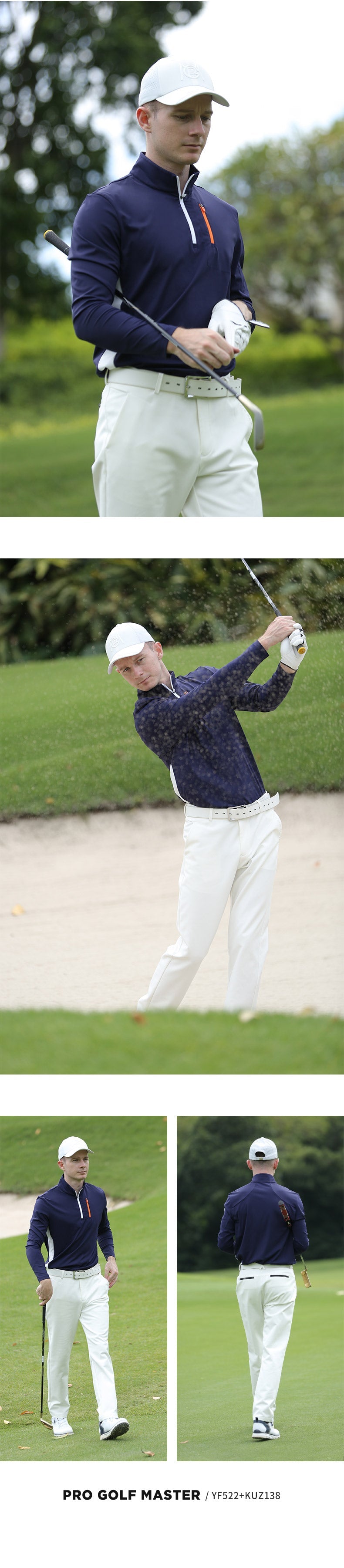 PGM YF522 men golf t shirt high quality zip collar custom long sleeves mens golf shirts