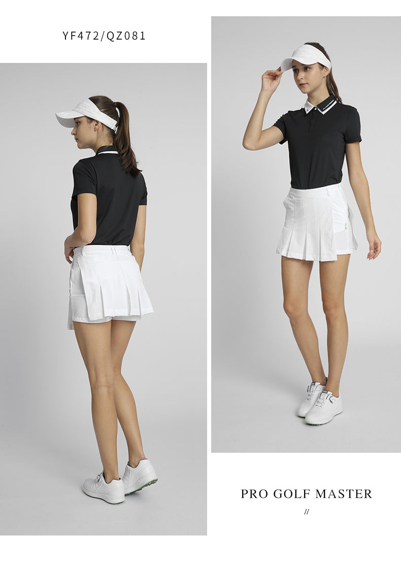 PGM QZ081 breathable womens golf dress spandex polyester ladies pleated golf dress