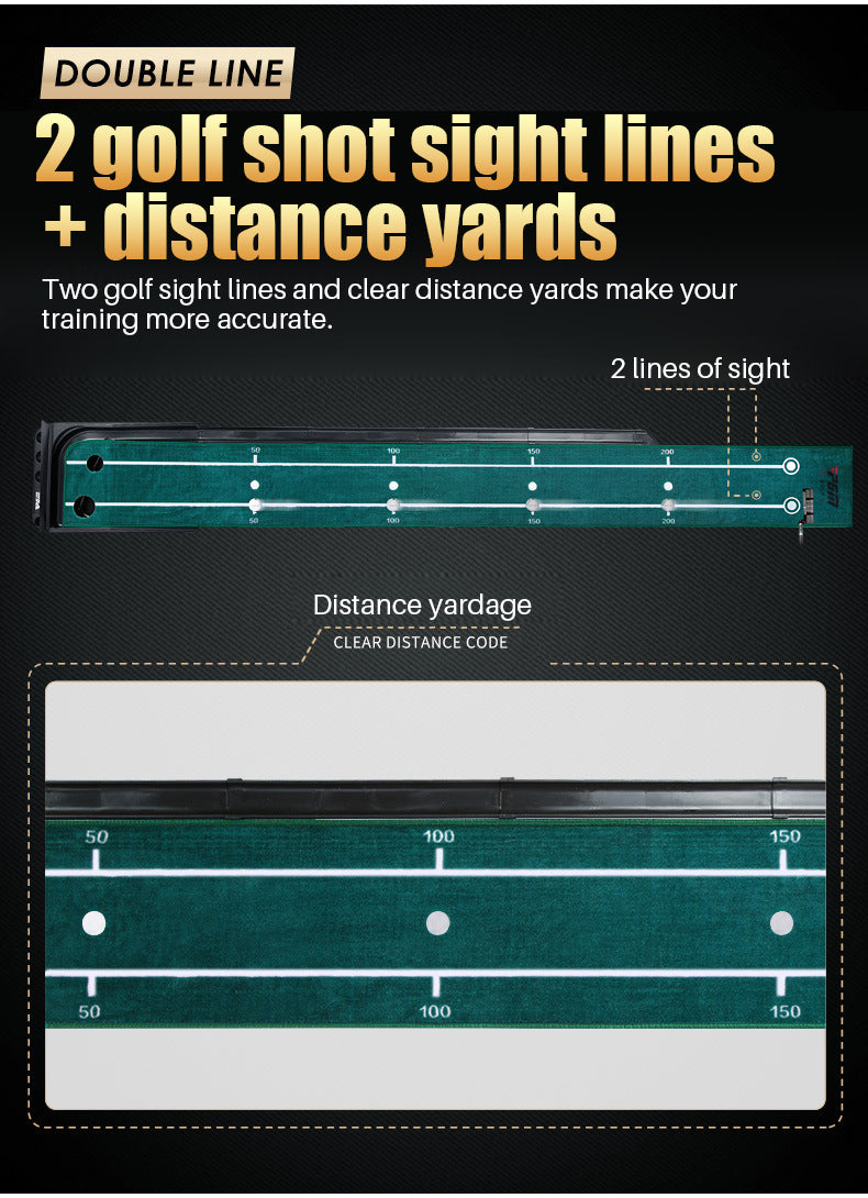 PGM TL023 Aiming line-Carpet Golf Putting Mat Ball Return Track Baffle Black Plastic Frame Indoor Outdoor