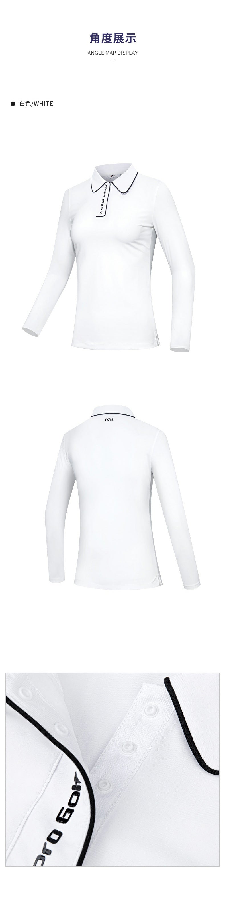 PGM YF539 wholesale bulk long sleeve golf polo shirt high quality woman golf polos