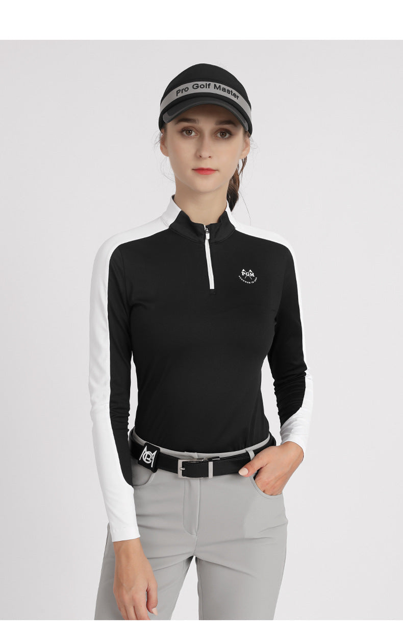 PGM YF516 golf polyester t-shirts bulk womens 1/4 zip long sleeve golf shirt