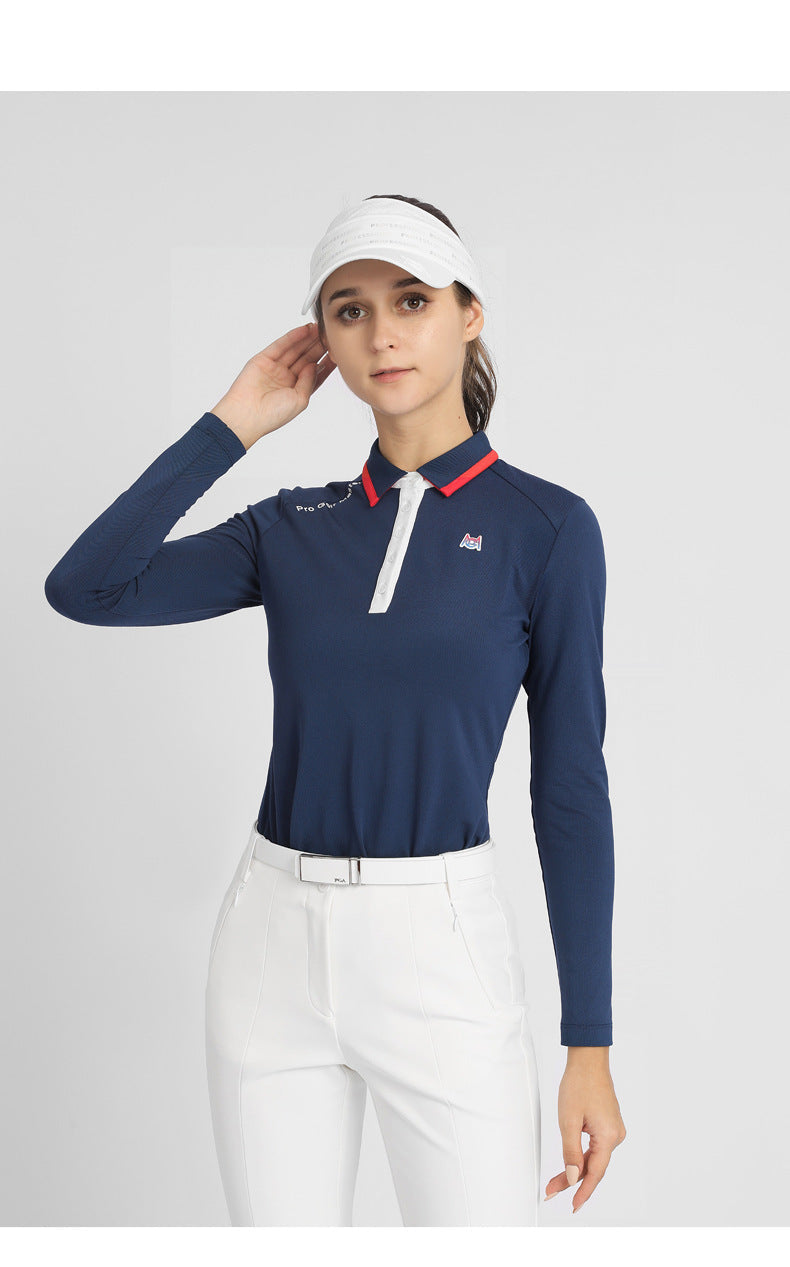 PGM YF487 ladies long sleeve golf polo moisture wicking woman golf polo