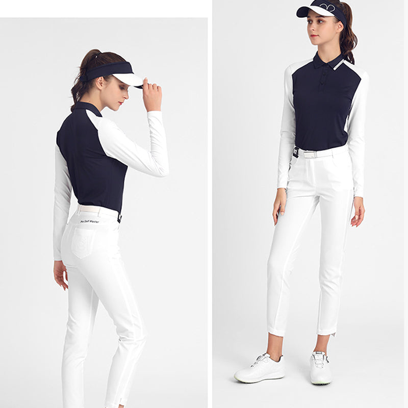 PGM YF515 custom golf shirt women slim fit polo shirt long sleeve luxury golf polos