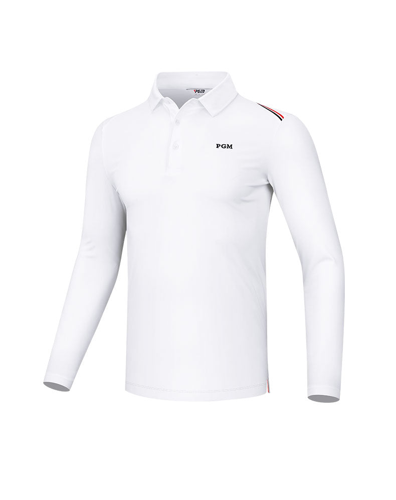 PGM YF489 long sleeve golf polo shirt sportswear white fashionable men lapel golf polo