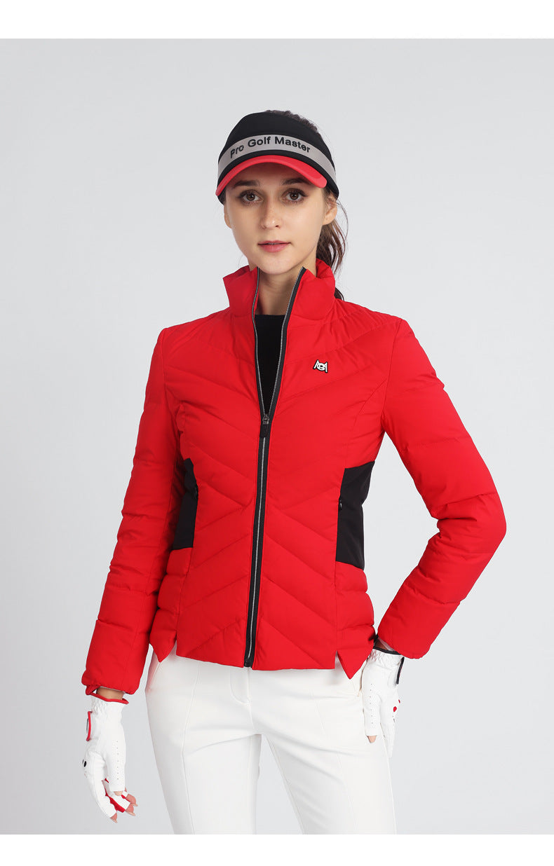PGM YF520 ladies warm golf jackets wholesale duck down full zip women logo golf jacket