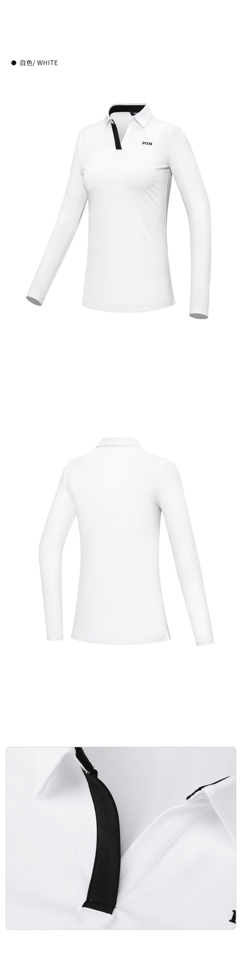 PGM YF529 performance women long sleeve golf polo shirt polyester spandex oem plain golf polos