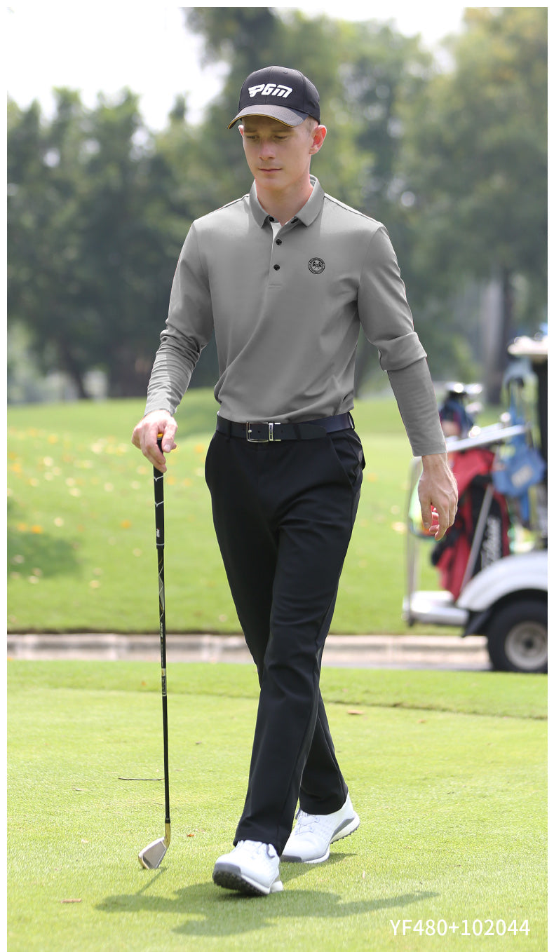 PGM YF480 golf performance polos shirt men long sleeve wholesale golf polo