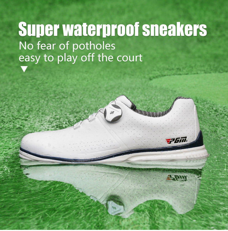 PGM XZ166 white mens golf shoes waterproof spike less golf shoes