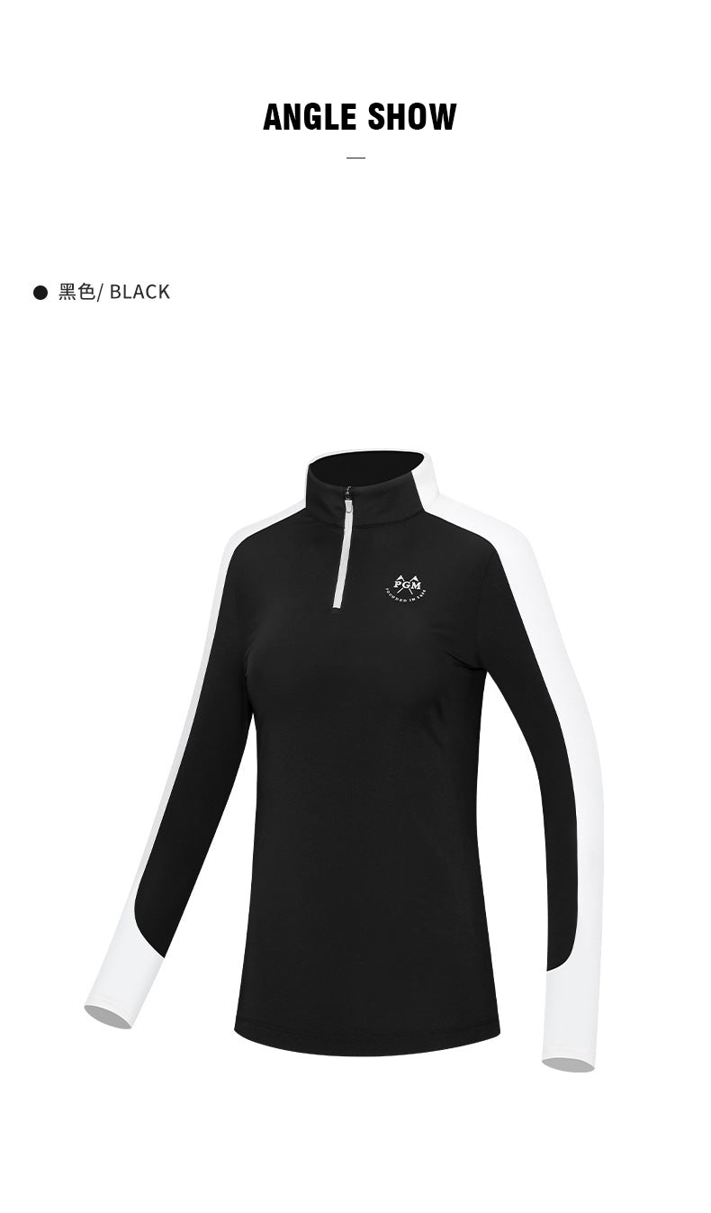 PGM YF516 golf polyester t-shirts bulk womens 1/4 zip long sleeve golf shirt