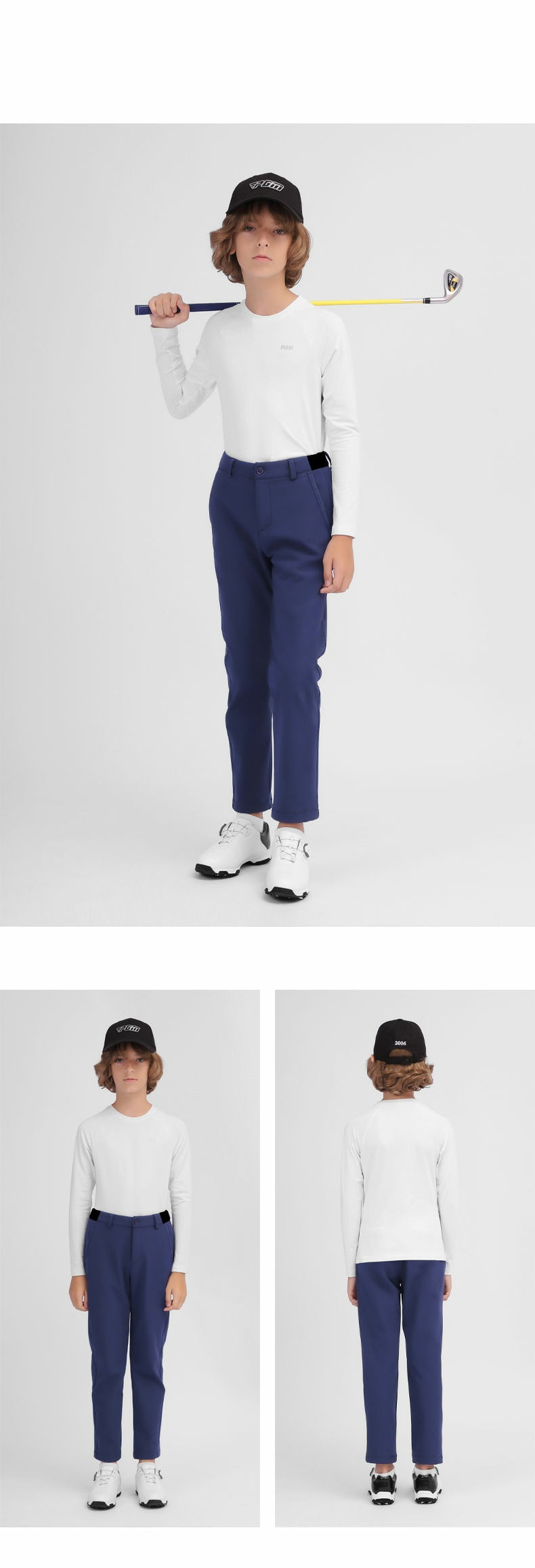 PGM KUZ140 boys slim fit golf pants nylon spandex junior golf pants