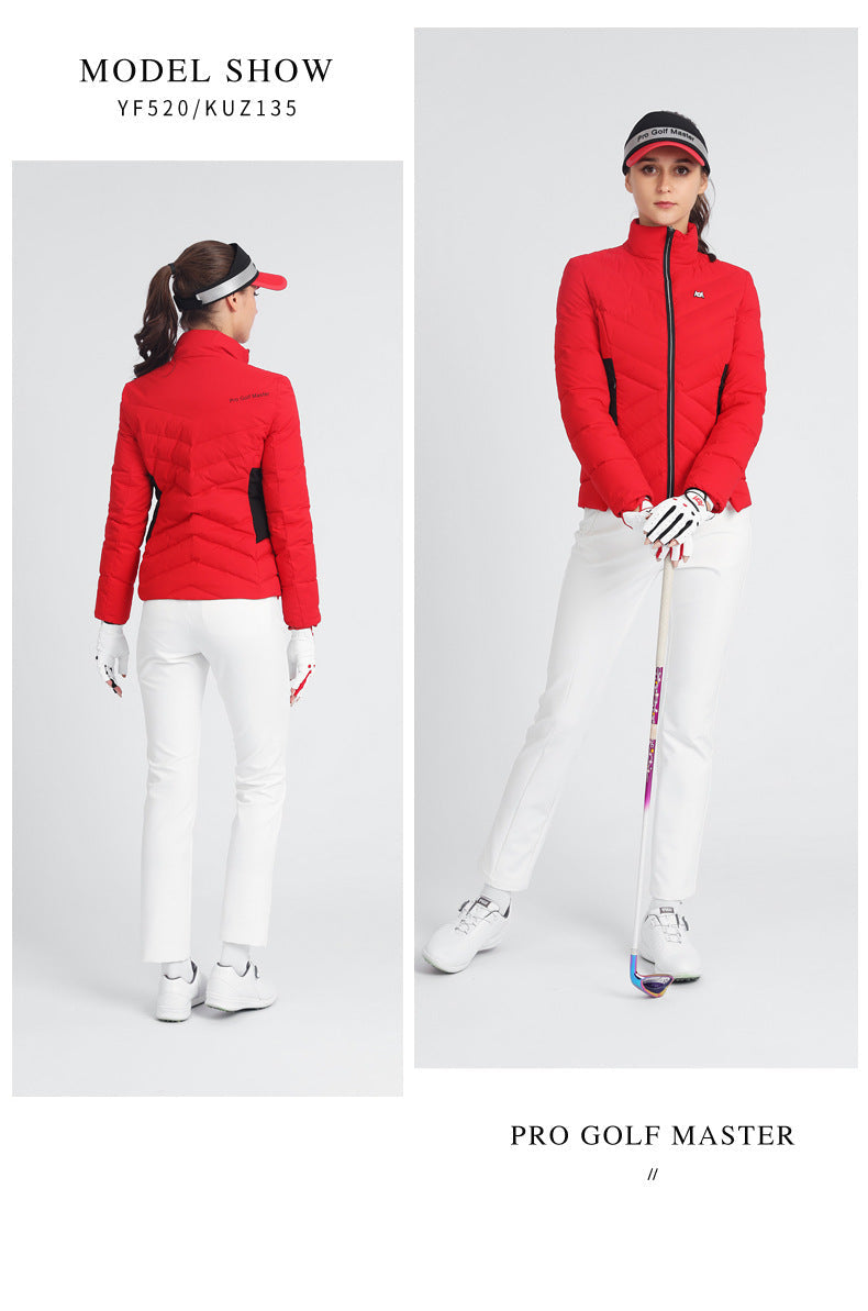 PGM YF520 ladies warm golf jackets wholesale duck down full zip women logo golf jacket
