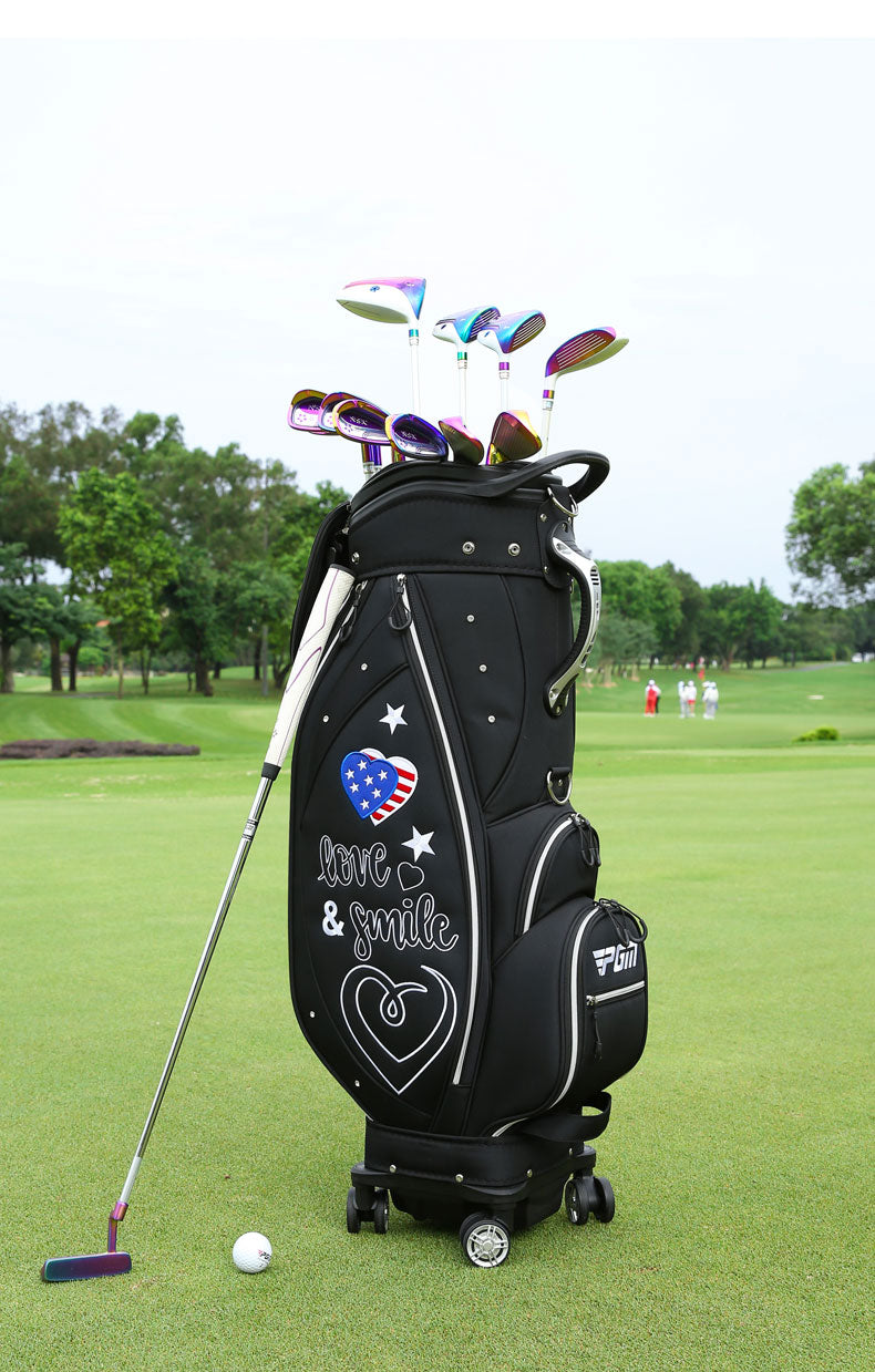 PGM QB135 cute golf bag female golf travel bag pink golf bags with wheel