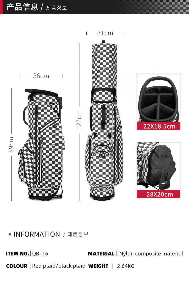 PGM QB116 golf carry stand bag waterproof personalized Korea style plaid golf bag
