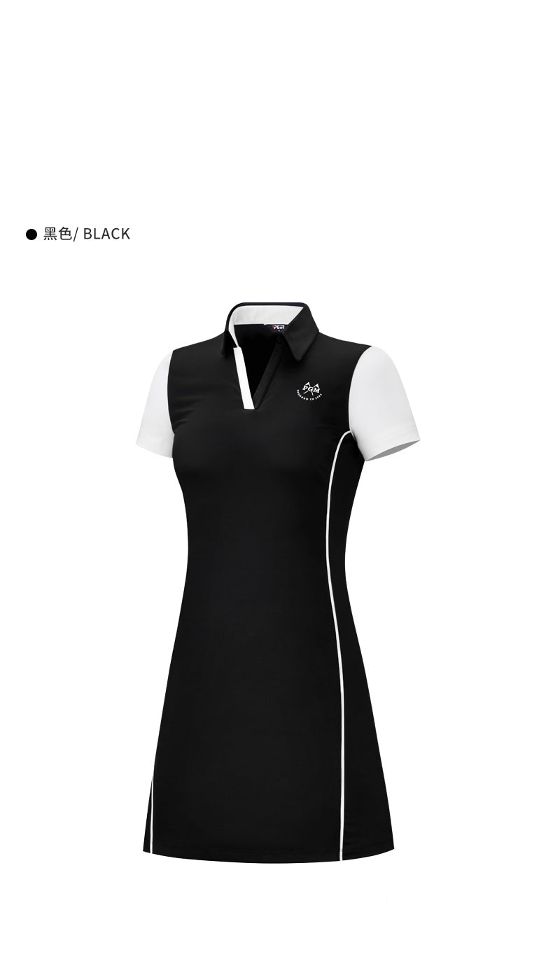 PGM QZ083 golf dress women quick dry custom short sleeve v-neck polo ladies golf dress