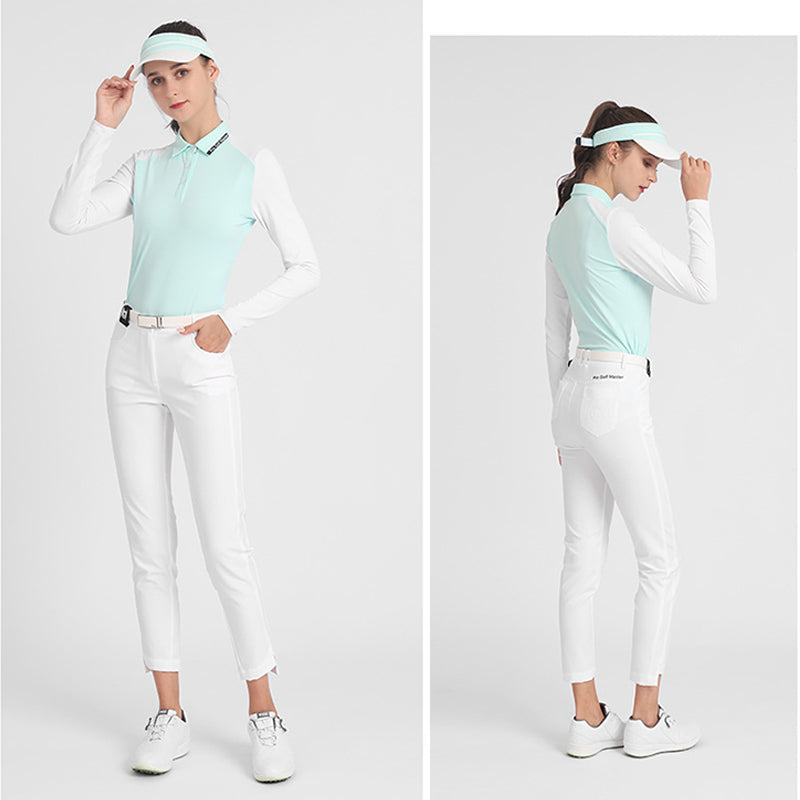 PGM YF515 custom golf shirt women slim fit polo shirt long sleeve luxury golf polos
