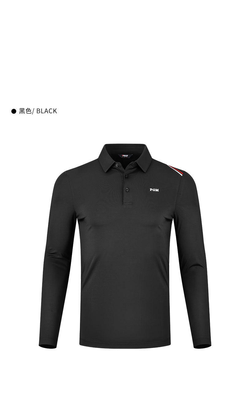 PGM YF489 long sleeve golf polo shirt sportswear white fashionable men lapel golf polo