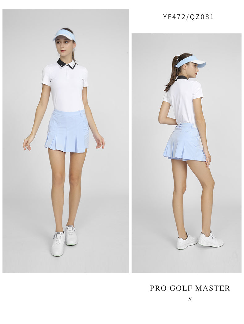 PGM QZ081 breathable womens golf dress spandex polyester ladies pleated golf dress