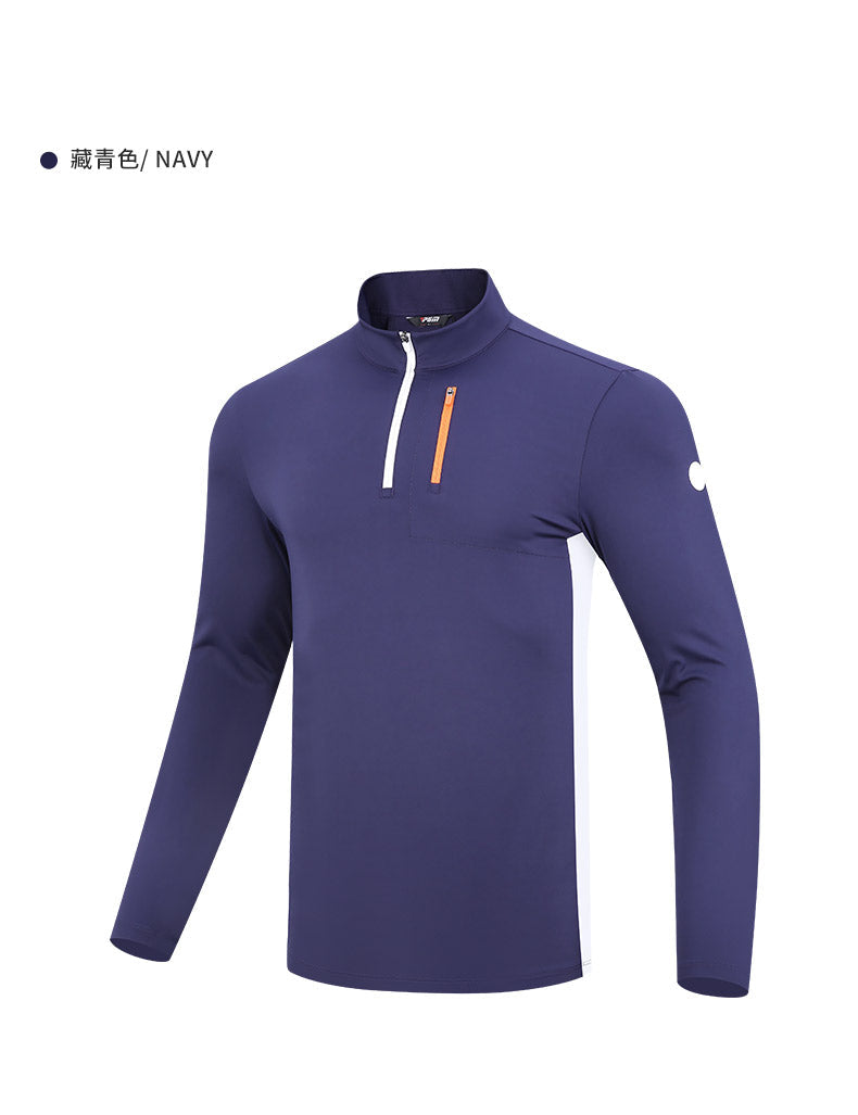 PGM YF522 men golf t shirt high quality zip collar custom long sleeves mens golf shirts