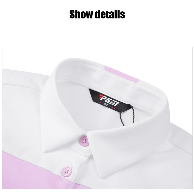 PGM YF546 button down golf tennis polo athletic wear kids golf polo