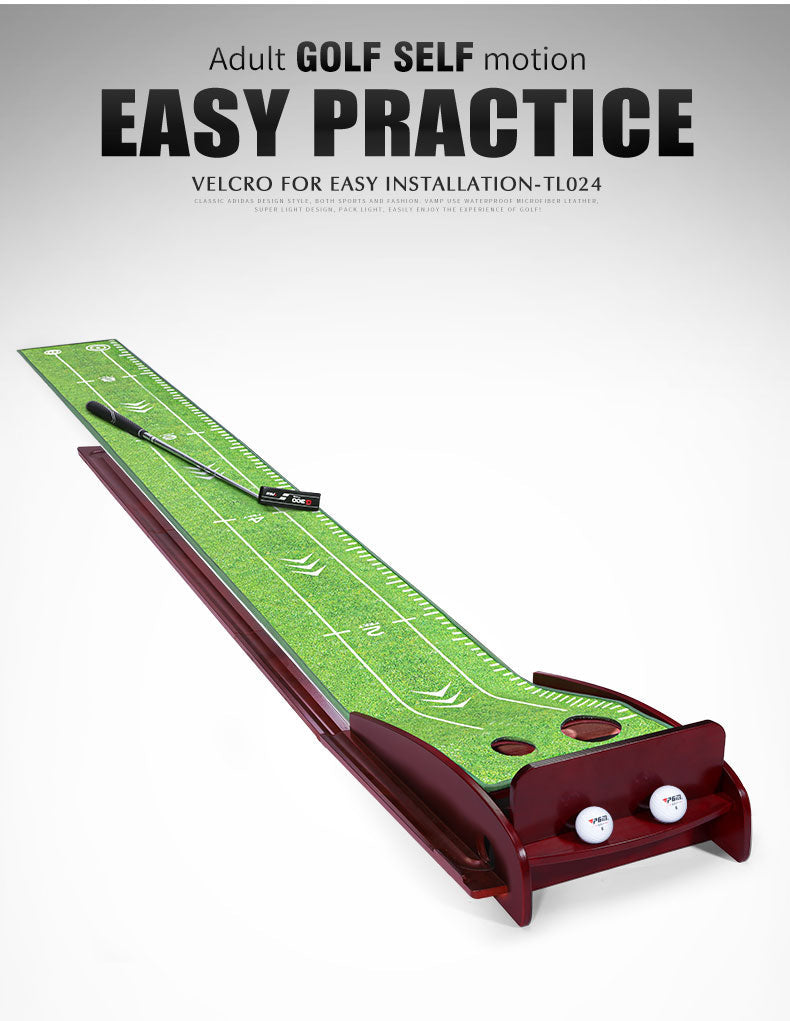 PGM TL024 garden putting practice mat indoor auto return wood golf green mat