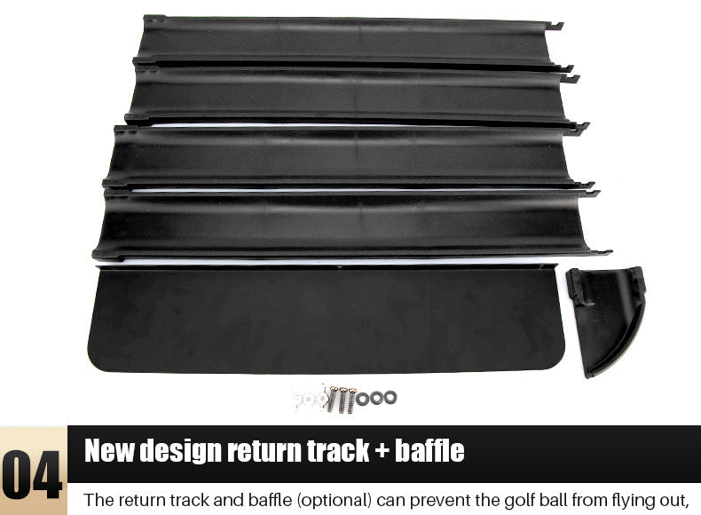 PGM TL020 Black Plastic Frame Indoor Golf Putting Mat With Ball Return Rail-Carpet