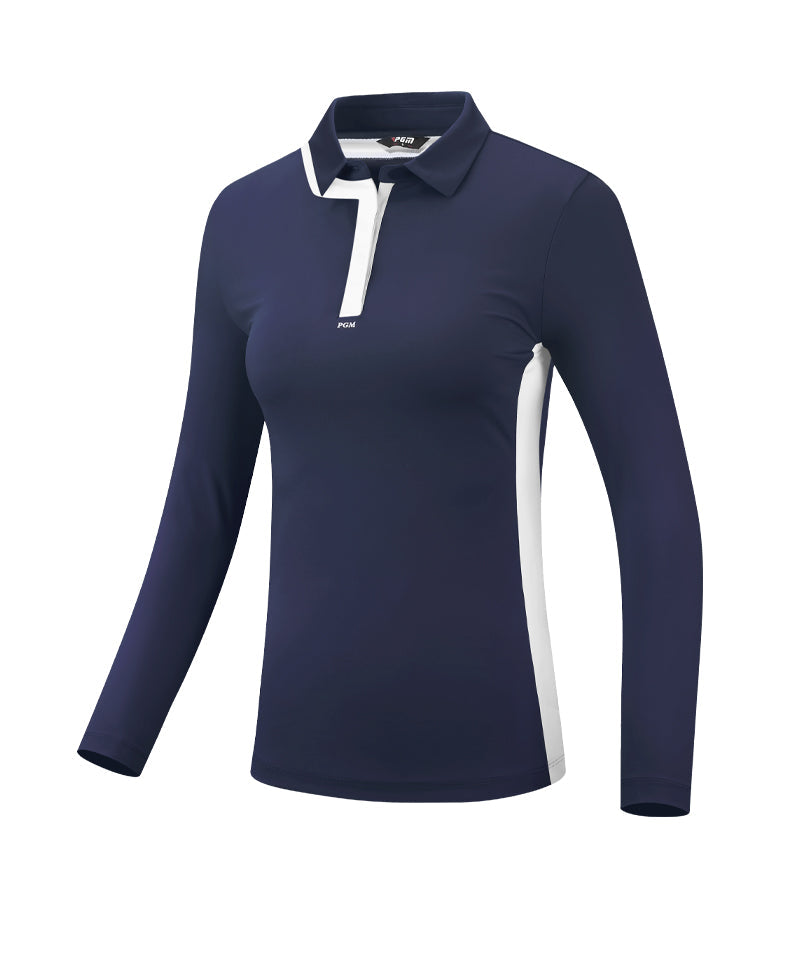 PGM YF531 women polo golf top long sleeve ladies polyester spandex plain golf polo