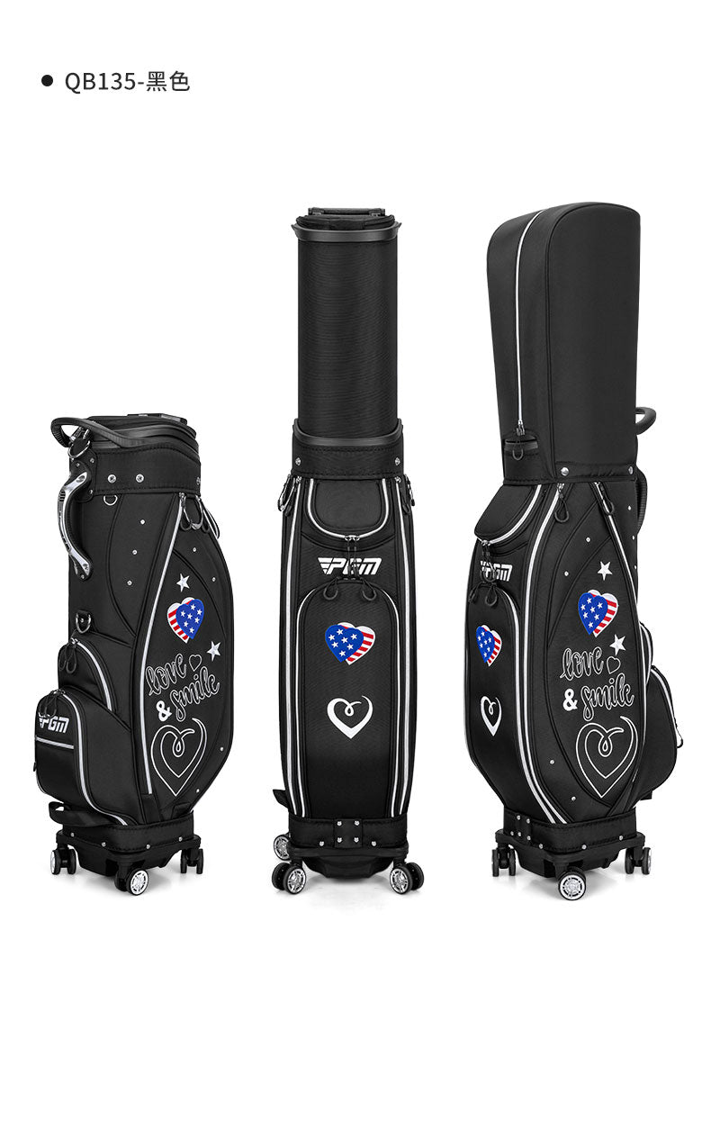 PGM QB135 cute golf bag female golf travel bag pink golf bags with wheel