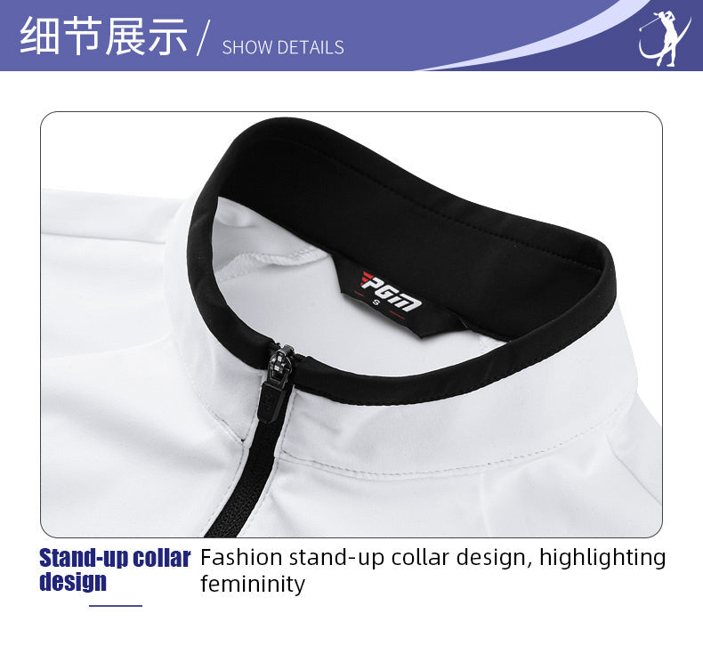 PGM YF421 turtleneck long sleeve golf shirts ladies 1/4 zip super elastic golf shirts