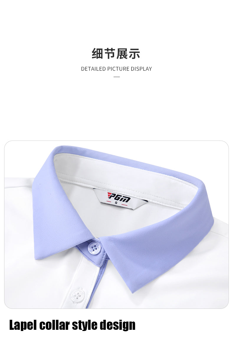 PGM YF535 ladies long sleeve performance golf polo shirt polyester spandex plain golf polo