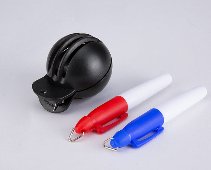 Golf ball scoring device with 2 scoring pens golf ball line marker