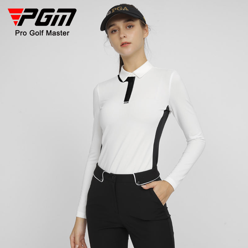 PGM YF531 women polo golf top long sleeve ladies polyester spandex plain golf polo