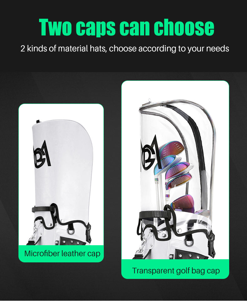 Portable Golf Bag with Stand, Korean Rivet Design, Personalized Transparent Ball Cap, Lightweight Golf Club Bag
