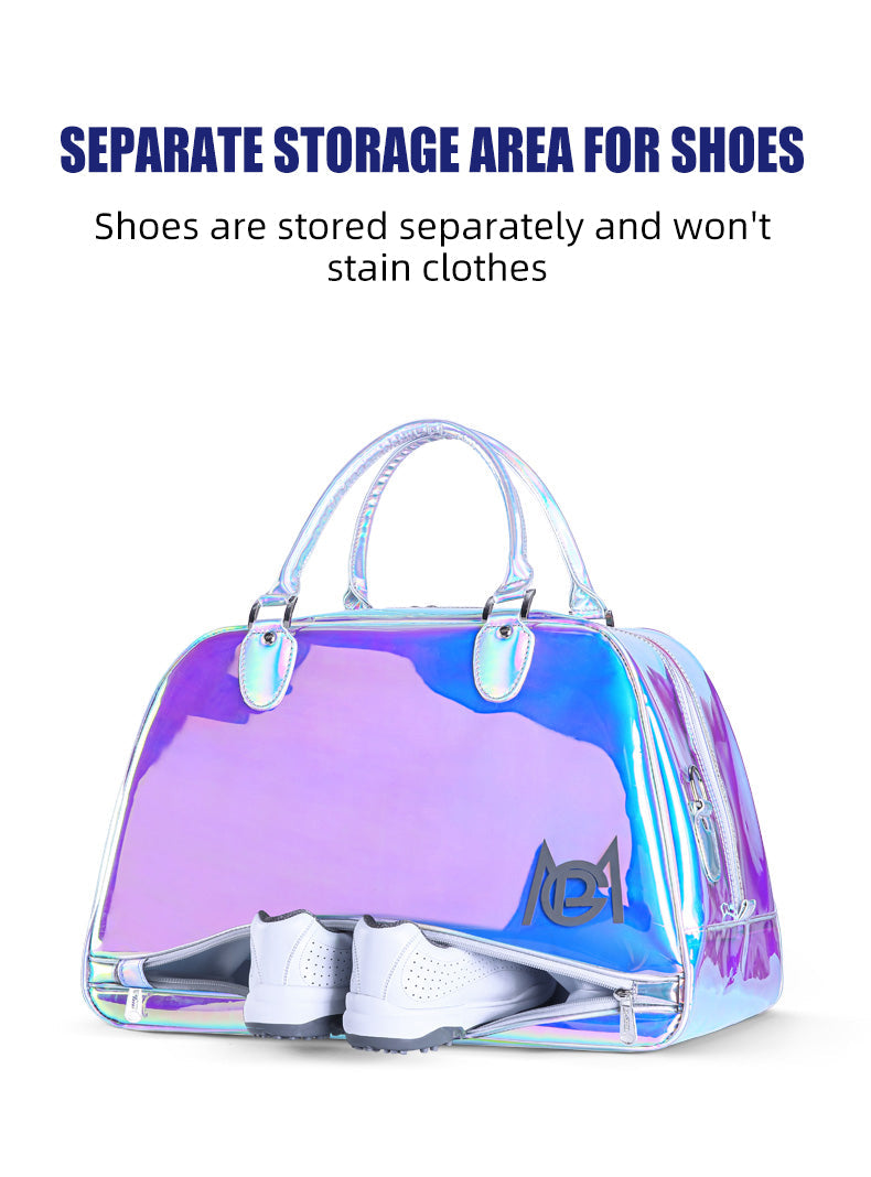 Women's Golf Apparel Bag, Colorful Lightweight Travel Tote Handbag with Separate Shoe Compartment