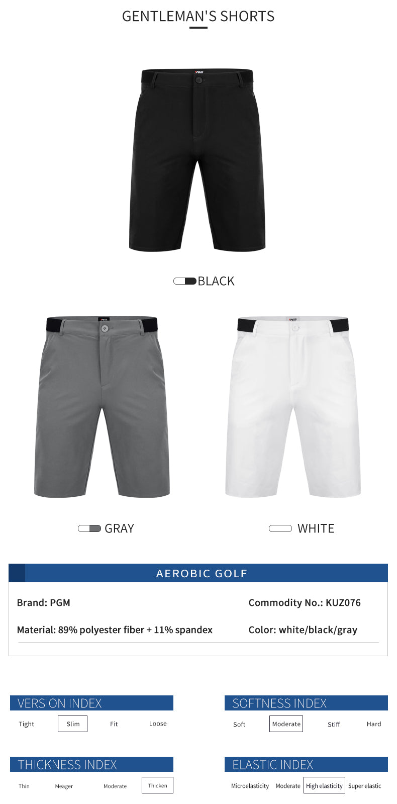 PGM KUZ076 golf pants custom logo mens summer slim fit quick dry golf short