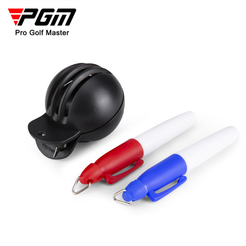 Golf ball scoring device with 2 scoring pens golf ball line marker