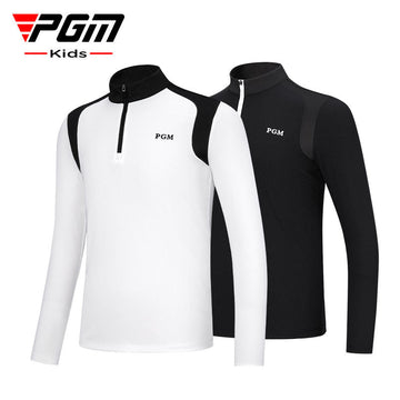 PGM YF541 kids golf t-shirts manufacturer quarter zip pullover nylon golf shirt