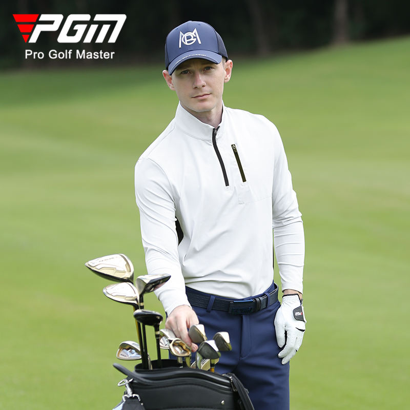 PGM YF522 men golf t shirt high quality zip collar custom long sleeves mens golf shirts