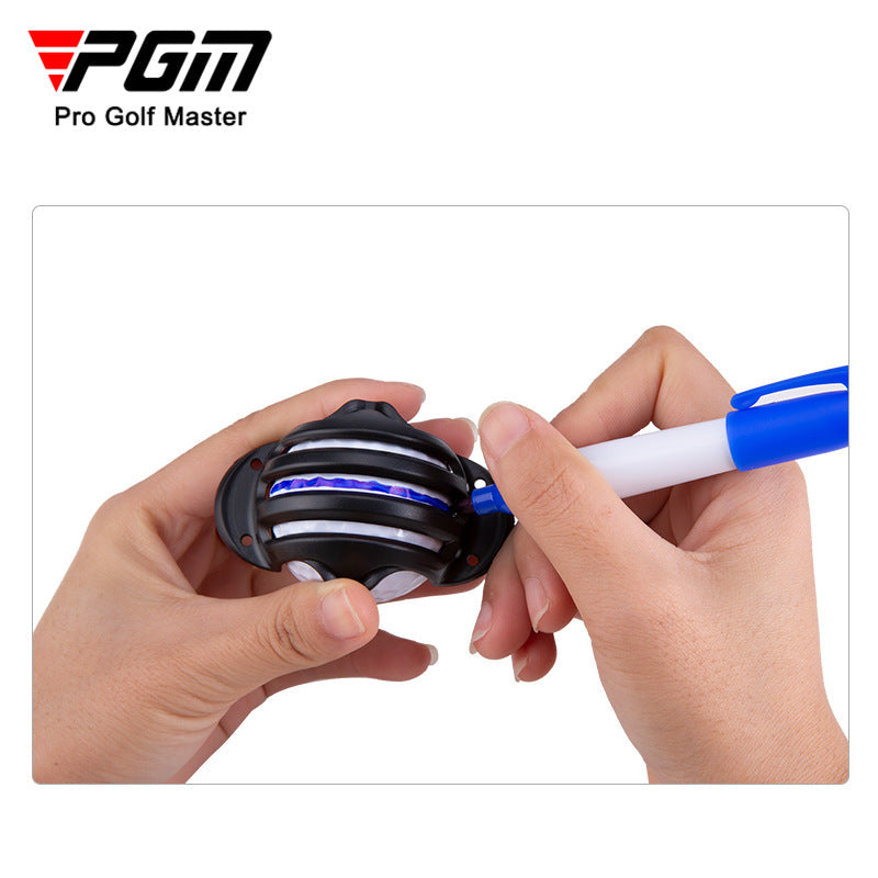 Golf ball scoring device with 2 scoring pens golf ball line marker
