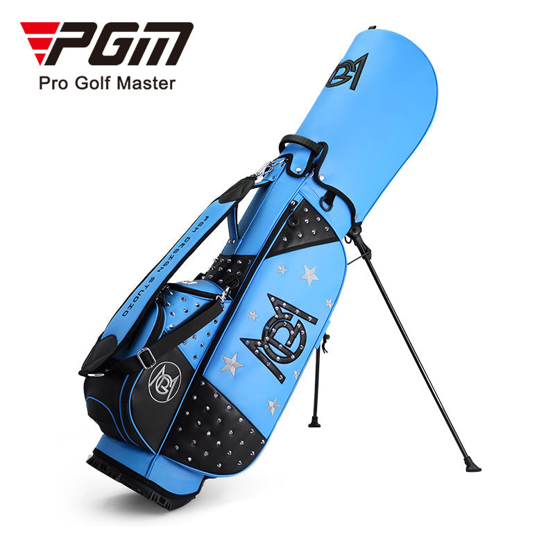 Portable Golf Bag with Stand, Korean Rivet Design, Personalized Transparent Ball Cap, Lightweight Golf Club Bag