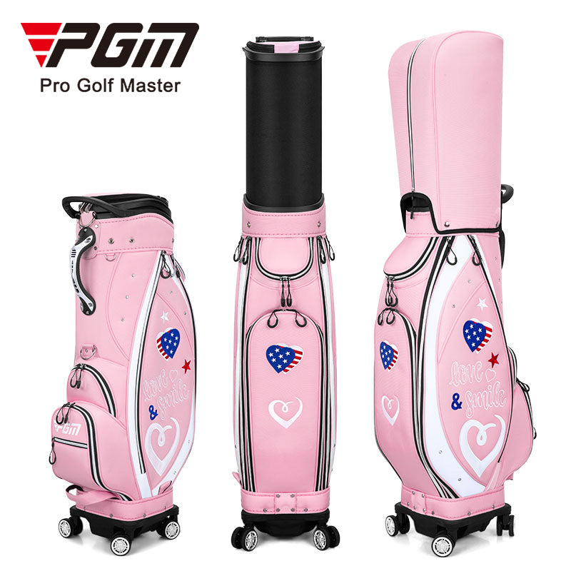 PGM QB135 cute golf bag female golf travel bag pink golf bags with wheel